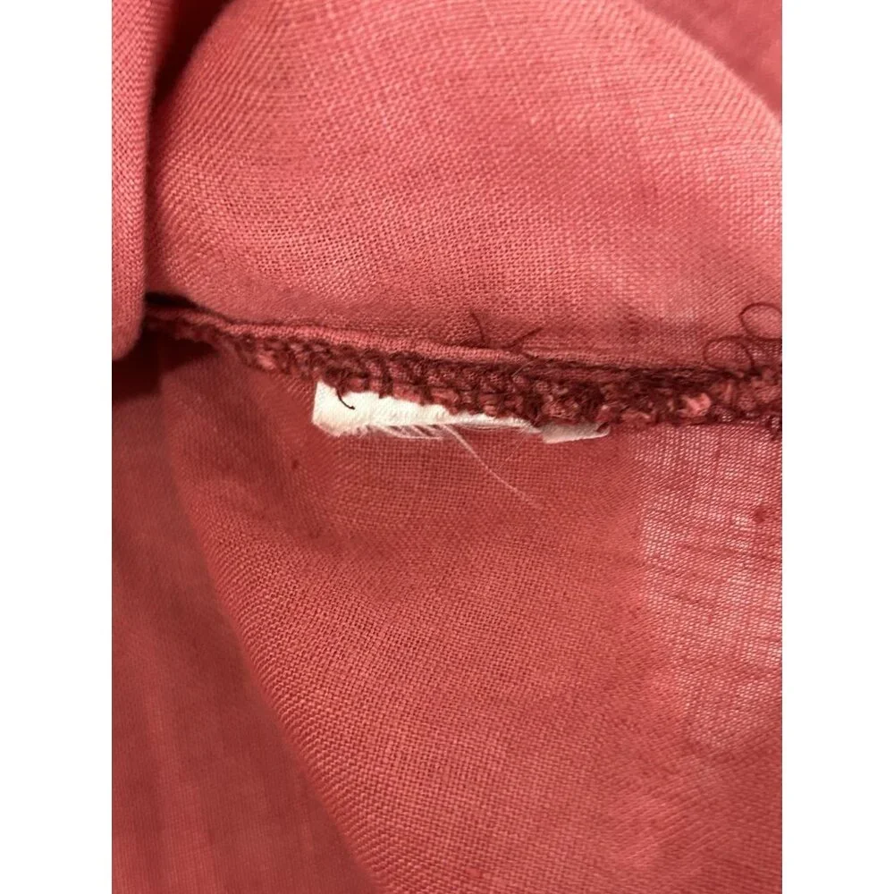 PILCRO Anthropologie Size M 100% Linen Surf Button Down Short Sleeve Shirt Pink - Picture 10 of 13